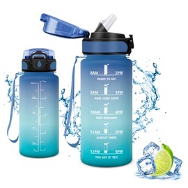 Vikaster Sports Water Bottle, Water Bottle with Straw 0.5 L, Leak-Proof, BPA-Free, Sports Bottle for Camping, Yoga, Gym, School, Outdoors