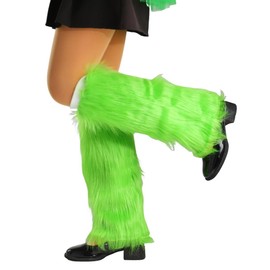 Aiosy St Patricks Day Faux Fur Leg Warmers Green Furry Leg Warmer Long Boot Cuff Cover Fluffy Leg Warmers Irish Rave Costume for Women (Green)