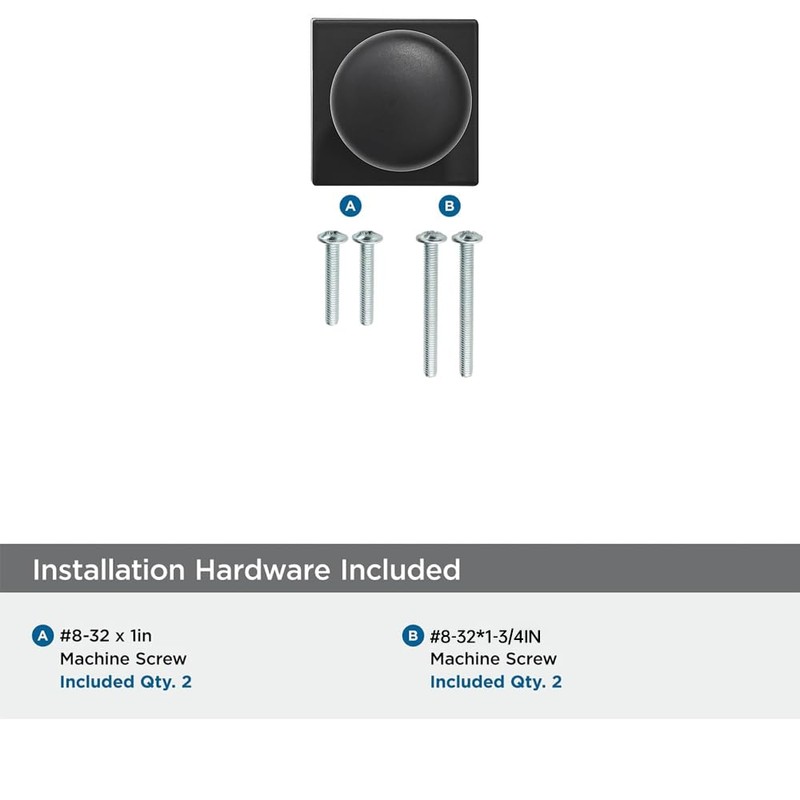 khtumeware 2 Pack 1-1/2 Inch Matte Black Cabinet Knobs with