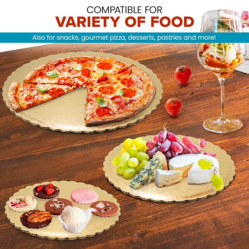 Cartón corrugado dorado para pastel | Cartón festoneado, base redonda,