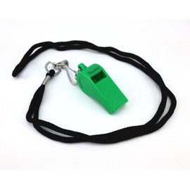 yueton Plastic Coach Whistles with Lanyard, Pack of 6 (Green)