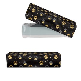 Binienty Paw Print Dust Cover Compatible with Die-cut Machine,Home Dust Cover Polyester Foldable Cutting Machine Bag with 3 Back Pockets,Yellow