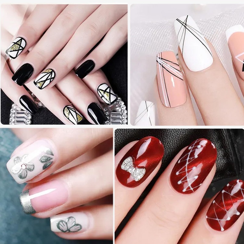 WOKOTO 5 Pcs Nail Art Liner Brushes Yellow Green Gradient