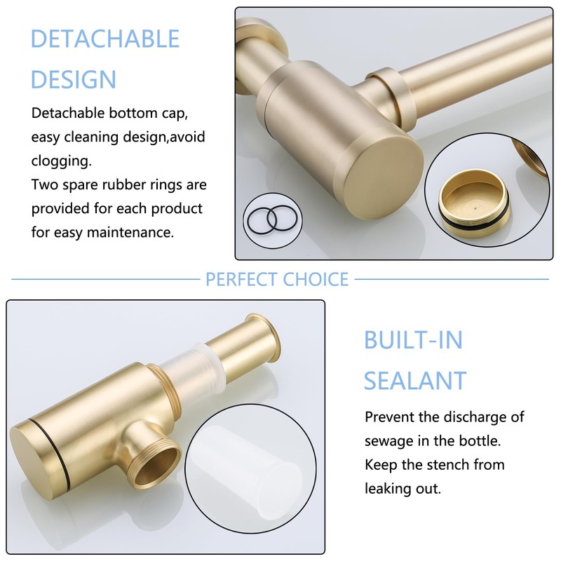 SWHYGER Bottle Trap, Brass Decorative 1 1/4 Bathroom Sink P