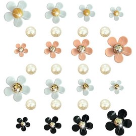 28Pcs Multi-colored Floral Flower Shoe Charms for Women, Wedding, Anniversary, Christmas, Birthday, Bracelets, Accessories, Decoration, Designer, Party Favor, Shoe Care