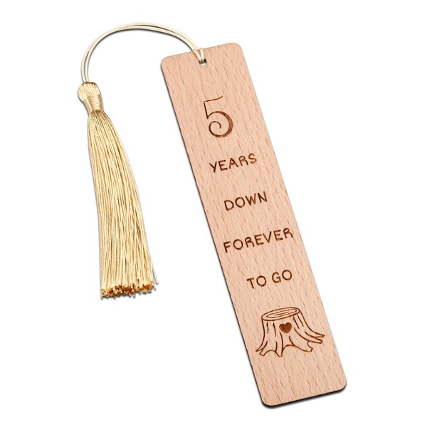 Anniversary Wood Gift for Him Her, Wooden Bookmark 5th Anniversary