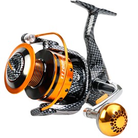 Burning Shark Carretes de Pesca de tiburón ardiente, 12+1 BB, carretes giratorios Ligeros y Suaves, Potente Arrastre de Fibra de Carbono, Pesca de Agua Salada y Agua Dulce TT5000