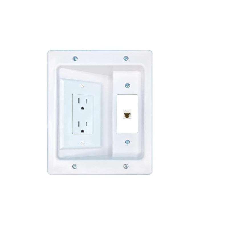 RiteAV CAT6 Recessed Wall Plate Cable Concealer Management Kit with