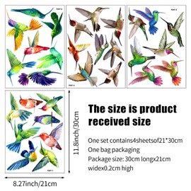 AIBAOBAO 32 Large Beautiful Humming Birds Wall Stickers Flying Hummingbird Decals Removable for Window Bedroom Living Room Office Nursery Art Home Décor,Birds Wall Decal Animals Stickers