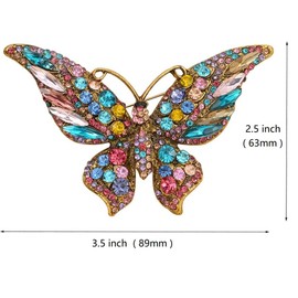 Crystal Rhinestone Butterfly Brooch Elegant Lapel Pins Dress Accessories Jewelry Gift For Women Girls (Multi)