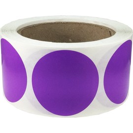 Purple Color Coding Labels for Organizing Inventory 2 Inch Round Circle Dots 500 Total Adhesive Stickers On A Roll