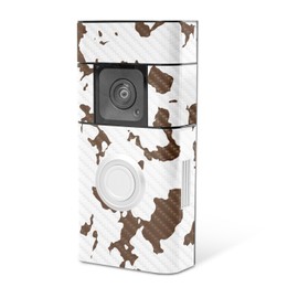 MightySkins Carbon Fiber Skin Compatible with Ring Video Doorbell Plus - Brown Cow | Protective, Durable Textured Carbon Fiber Finish | Easy to Apply, Remove, and Change Style