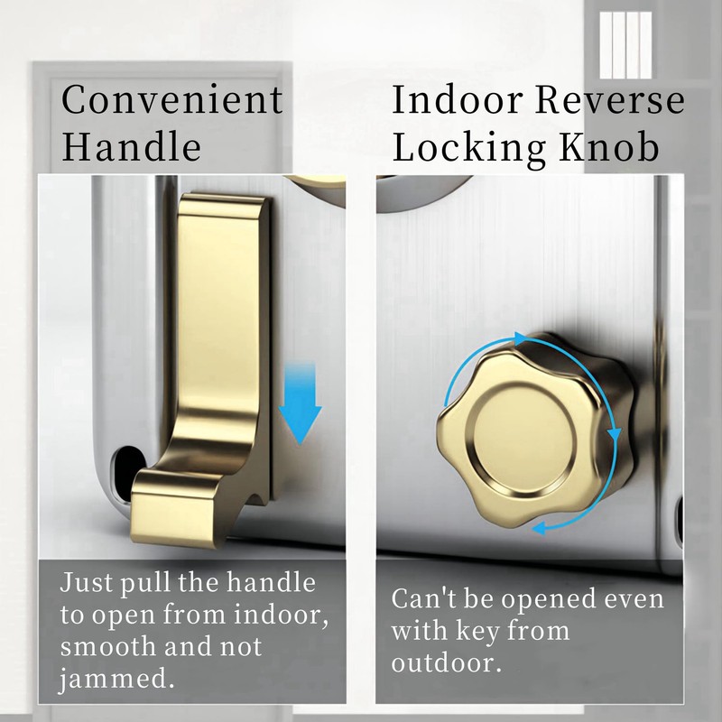 Rim Lock Set, Stainless Steel Vertical Keyway Cylinder Deadbolt With