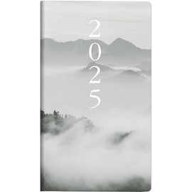 rido/idé Pocket Diary Model TM 15 (2025) "Cloudy Mountains", 1 Page = 1 Week, A6, 112 Pages, Graphic Cover, Grey
