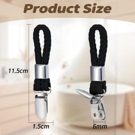 HOMIKLSA Pack of 10 Hangers for Towels, Hooks Towel Clips, Towel Hangers without Sewing Towel Clips with Loops Suitable for Houses Cabinets and Bathrooms (Black)