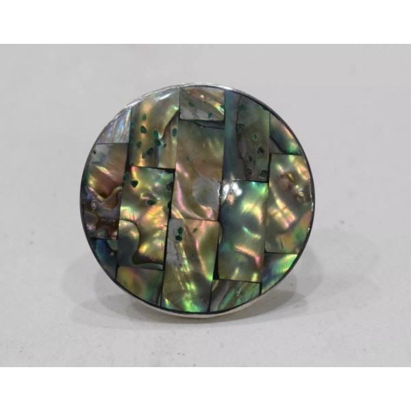 Unbranded Ring Inlaid Mother of Pearl Silver Adjustable Ring Indonesia