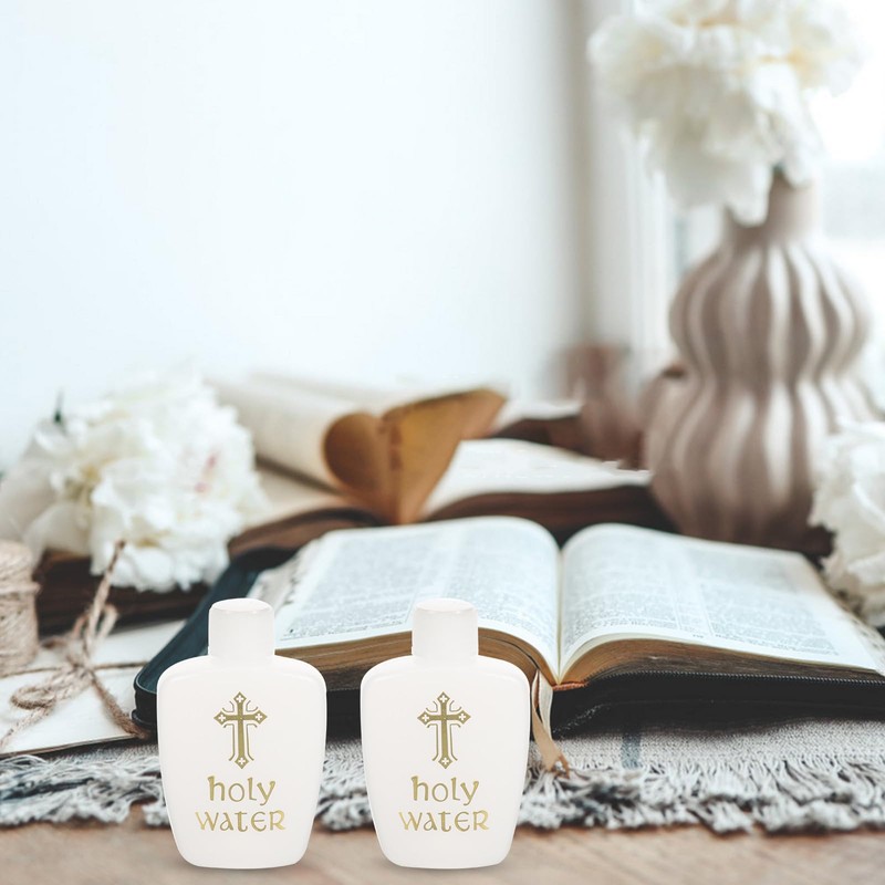 Cabilock 6Pcs Empty Holy Water BottlesSet, Refillable Cross Design Catholic