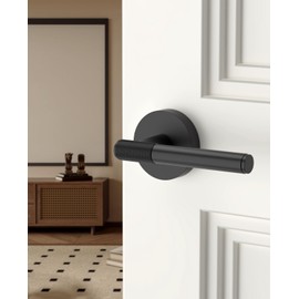 Asidrama 4 Pack Passage Door Handles with Lock, Black Door Handles Interior for Bedroom or Bathroom, Heavy Duty Door Lever with Reversible Interior Door Handle for Left Right Sided Doors