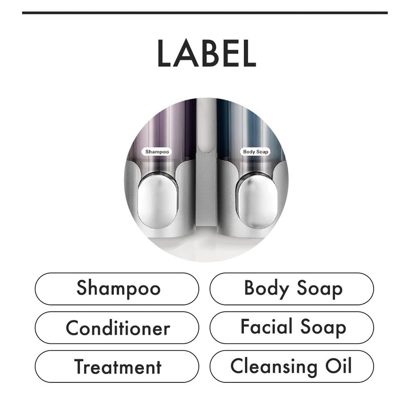 PREMM Shampoo Dispenser, Magnet, Wall Mounted, Large Capacity (Triple 11.8