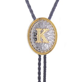 GelConnie - Corbatas occidentales para hombre, corbata de bolo dorada, letras de la A a la Z, accesorios de vaquero para hombres y mujeres, K, Mediano