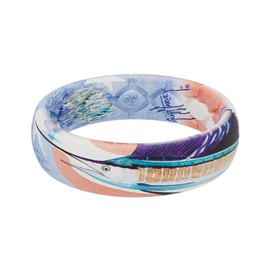 Groove Life Guy Harvey Americana Thin Silicone Ring - Breathable Women's Wedding Band, Red White Blue, Flexible Rubber Ring, Gym, Beach, Outdoor Accessories, Gift for Her - Size 4