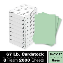 Springhill 8.5” x 11” Green Colored Cardstock Paper, 67lb Vellum Bristol, 147gsm, 2000 Sheets (8 Reams) – Premium Lightweight Cardstock, Vellum Printer Paper with Textured Finish – 046000C