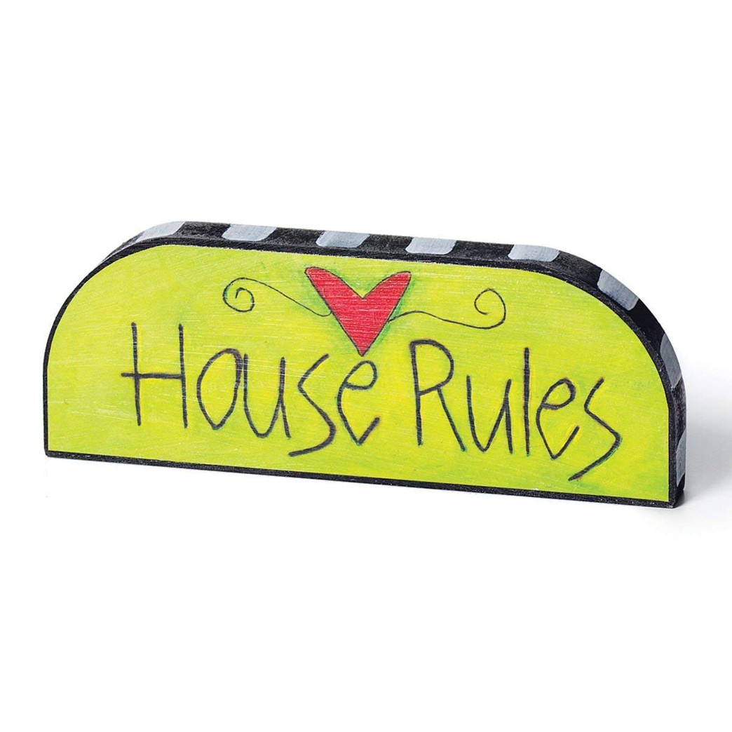 Storysquares House Rules Topper - 8" Wall Dcor Gift