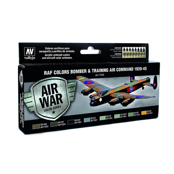 Vallejo"RAF & FAA Bomber Air Command & Training Air 1939-45" Model Air Colouring Kit,17 ml (Pack of 8)