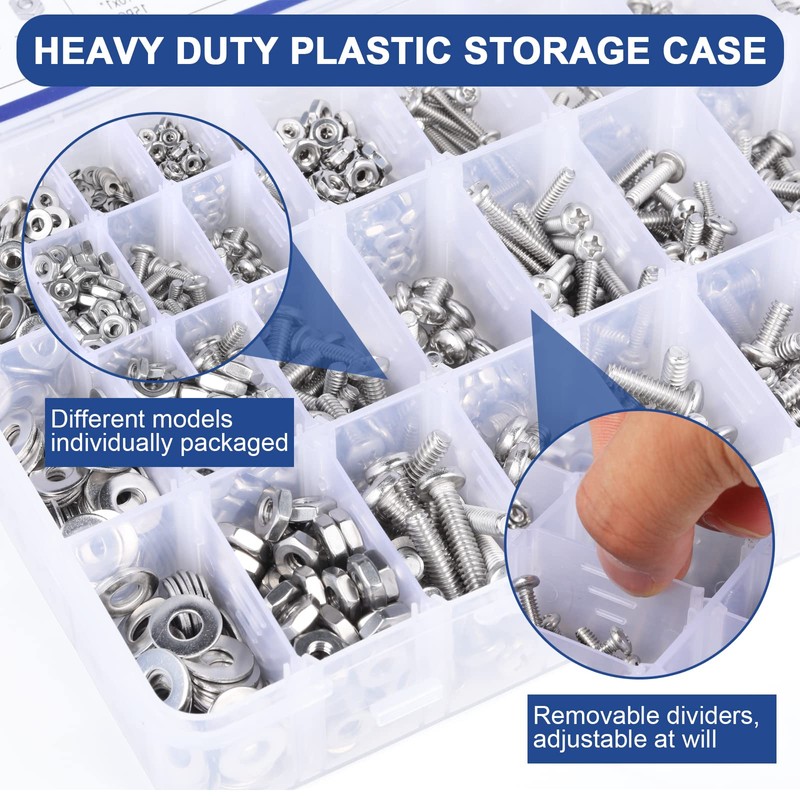 1200PCS Machine Screw Assortment Kit, JROUTH Phillips Pan Head #4-40#6-32#8-32#10-24