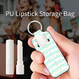 PLKTJOSA Chapstick Keychain Holder for Teens, Mini Lip Balm Pouch with Clip - Fun Stocking Stuffers(Striped Spots)