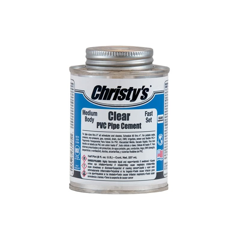 Christy's Clear PVC Cement - Medium Body, Fast Set, Low-VOC,