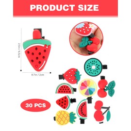 TPZORJX Pack of 30 children's hair clips, cute hair clips, fashionable hair accessories for girls, flowers, fruits, cute animal hair clips set, non-slip metal press studs