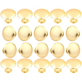 HUGOLEM 20 Pack Golden Plated Round Shining Kitchen Cabinet Knobs Cupboard Door Knobs Drawer Handle Pulls Dresser Knobs with 20 Pcs Screws for Bathroom Drawer Door Hardware