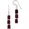 Sterling Silver Three Stone Garnet Dangle Earrings (Length=37) (Width=5)