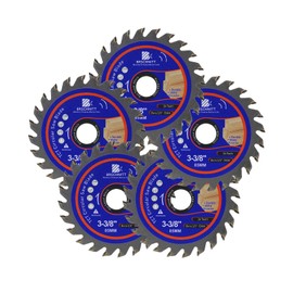 Carbide Tipped Teeth Compact Circular Saw Blade 24T 3 3/8"- BRSCHNITT 5pcs Wood Cutting Saw Blade for General Purpose Cutting & Trimming Wood, Plastic and Composite Materials Arbor:3/5"-3/8"