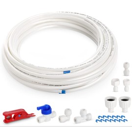 1Plusselect 15 m Water Inlet Pipe Universal Connection Set with Hose Clamp for Refrigerator Side by Side Fridge Hose, Reverse Osmosis System Drinking Water, Water Hose 6.35 mm (1/4 Inch)