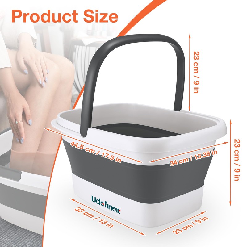 Udefineit Collapsible Foot Soaking Tub with Handle, 15L/4 Gallons, Portable