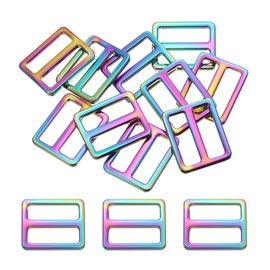 PATIKIL Flat Metal Slide Buckle 1 Inch / 25mm, 10 Pcs Tri-glide Sliders Webbing Strap Belt Adjuster for Strap Keeper Leathercraft DIY Bag Belt Purse Making, Rainbow