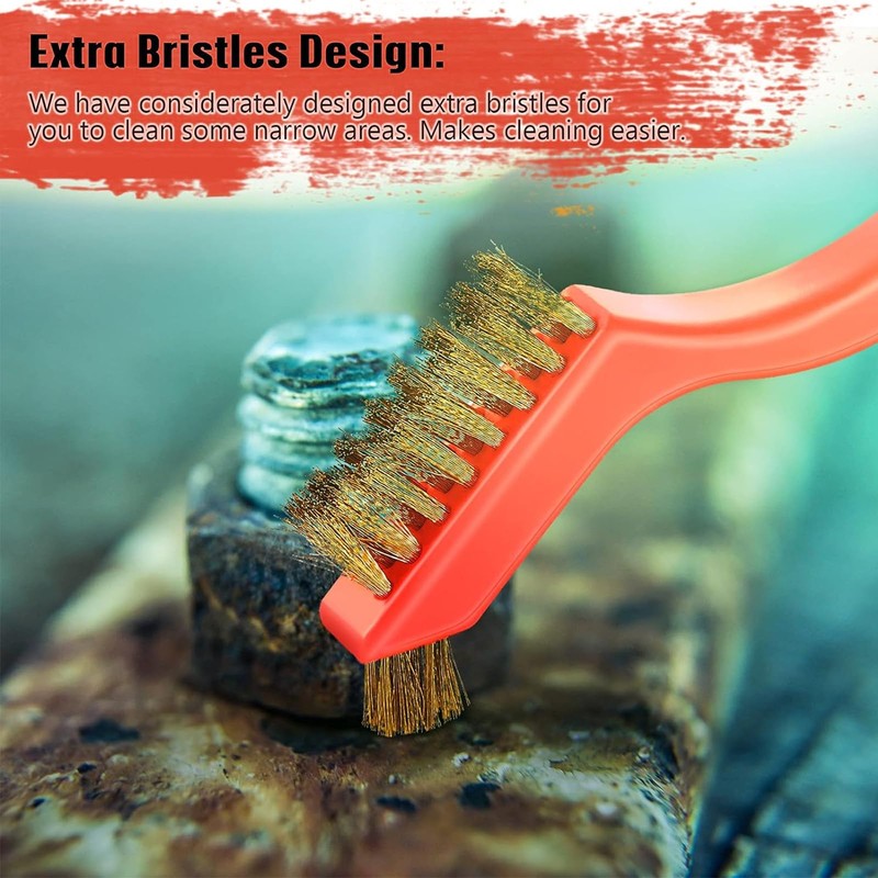 ChAusa 3 Pieces Wire Brushes Double Head, Brass Wire Brush,