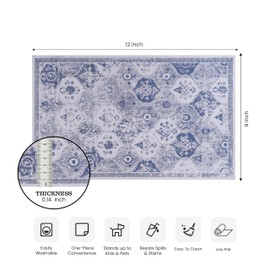 NAAR 9x12 Area Rugs for Living Room, Washable Rug, Low-Pile, Non-Slip, Non-Shedding, Foldable, Kid&Pet Friendly, Area Rugs for Living Room, Bedroom, Dining Room Rug, Blue 9x12 Area Rug (Blue, 9'x12')