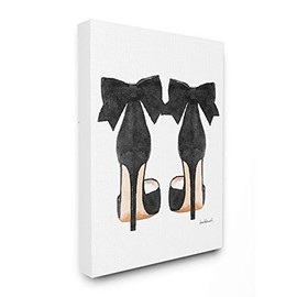 Stupell Industries Glam Pumps Heels With Black Bow Stretched Canvas Wall Art, Proudly Made in USA