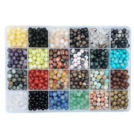 1200 piezas Cuentas de piedra natural redondas de 6 mm Cuentas de joyería de piedras preciosas reales Cuentas sueltas Tamaño del agujero 1 mm Cuentas lisas para hacer joyas para pulseras, collares
