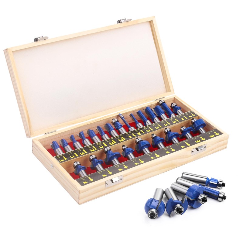 UTRUSTTO 1/2" Router Bit Set 24 Pieces, 1/2 Inch Shank