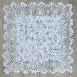 kilofly Handmade Crochet Cotton Lace Table Placemats Sofa Doilies, Square, White, 27 inch