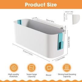 Pack of 2 Bed Organiser for Hanging, Hanging Bed Organiser, Storage Basket, Bedside Table, Bed Shelf, Bed Bag Boxes with 2 Removable Hooks for Office, School, Home, Dorm, Bunk Bed (Blue)