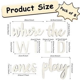 Roucerlin 5 Pieces Playroom Wall Decor Where Wild Ones Play Sign, Beige Color Wooden Playroom Sign, Nursery Play Wood Word Wall Sign for Boy Girls Home Bedroom Art Decoration