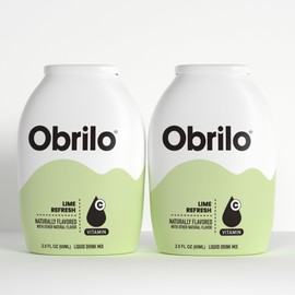 Obrilo Water Enhancer Liquid Flavoring Drops - ZERO Sugar/Calorie, Dye Free, Naturally Flavored Drink Syrup, 2.0 fl oz x 2 Bottles for Kids & Adults (Lime Refresh)