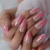 Coolnail Gradient Pink Press on False Nail Shiny Mirror Aurora