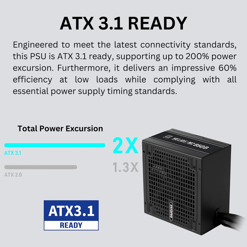 GAMDIAS ATX 3.1 & PCIe 5.1 850W Bronze PSU, 850W
