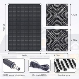Solar Powered Fan, 15W Waterproof Solar Panel Exhaust Intake Monocrystalline Fan with 9.8Ft On/Off Cable for Outside/Inside Shed, Chicken Coop, Coop&Warehouse&Greenhouse, Doghouses Cooling Ventilation